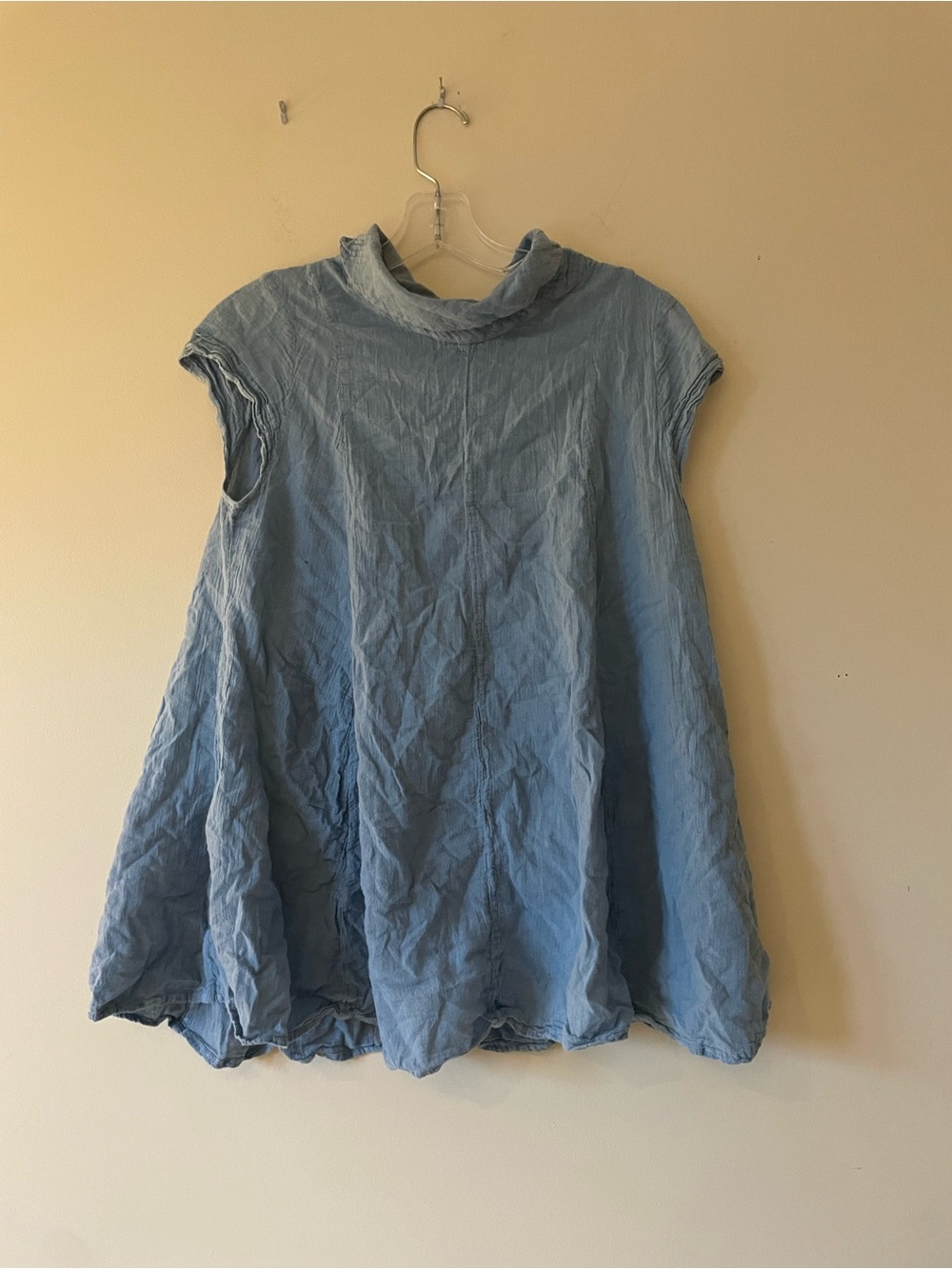 Light Blue Sleeveless Flowy 100% Cotton Blouse